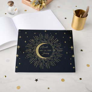 Livro De Visitas Estrelas Douradas Noite Celestial Explosão do Sol