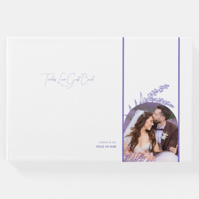 Livro De Visitas Eterno Ama flores roxas e foto (Frente)