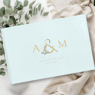 Livro De Visitas Eucalyptus, Ampersand, Blue-Dourado, Casamento