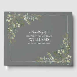 Livro De Visitas Eucalyptus Botanical Sage Green Wedding Book