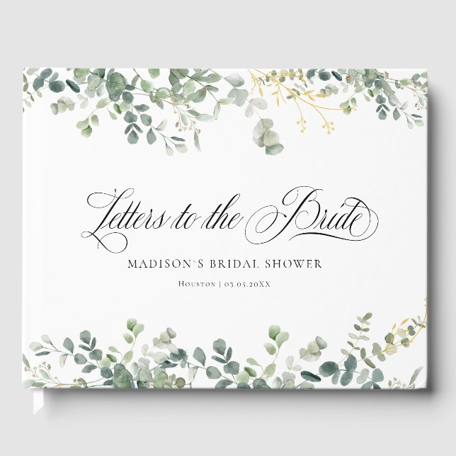 Livro De Visitas Eucalyptus  Caligrafia Casamento de Noiva (Frente)