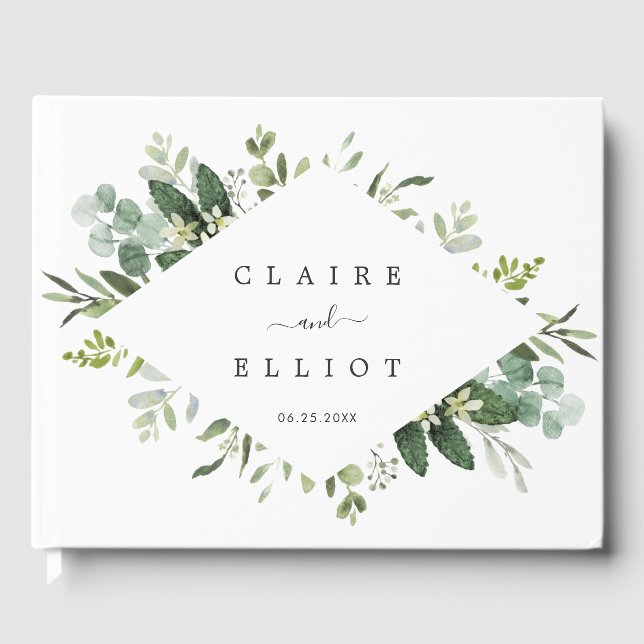 Livro De Visitas Eucalyptus Green Foliage Weding Guest Book (Frente)
