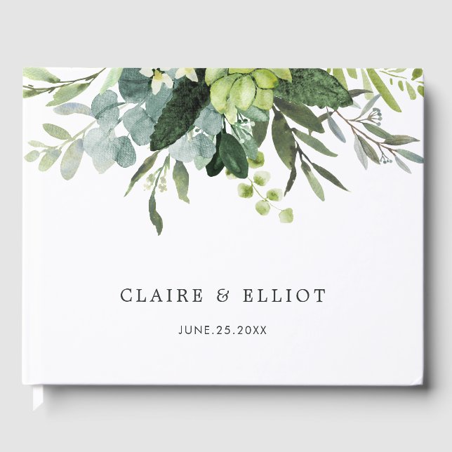 Livro De Visitas Eucalyptus Green Foliage Weding Guest Book (Frente)