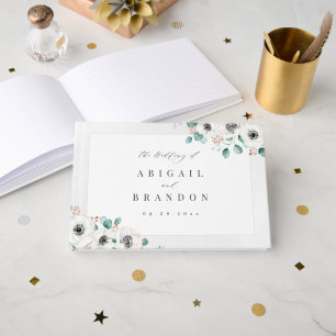 Livro De Visitas Eucalyptus Greenery anemone casamento floral com r