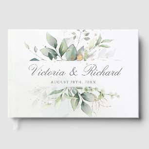 Livro De Visitas Eucalyptus Greenery Dourado Deixa Casamento Elegan