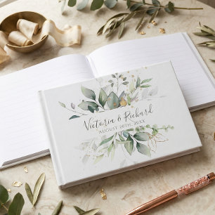 Livro De Visitas Eucalyptus Greenery Dourado Deixa Casamento Elegan