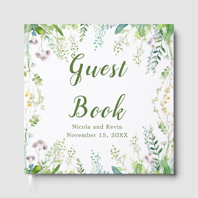 Livro De Visitas Eucalyptus Greenery Leaves Wedding Guest Book (Frente)