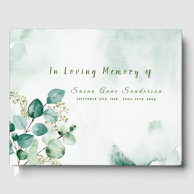 Livro De Visitas Eucalyptus Leaf Spray Funeral Memorial Guest (Frente)