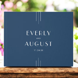 Livro De Visitas EVERLY Classic Modern Art Deco Navy Blue Wedding
