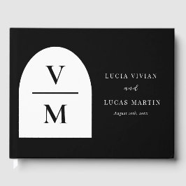 Livro De Visitas Exemplo de Casamento de Monograma Preto
