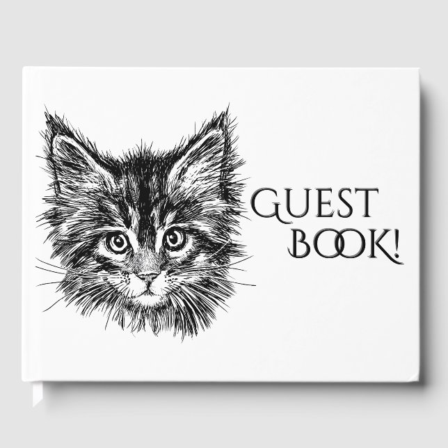 Livro De Visitas Face de Kitten Preta e Branca (Frente)