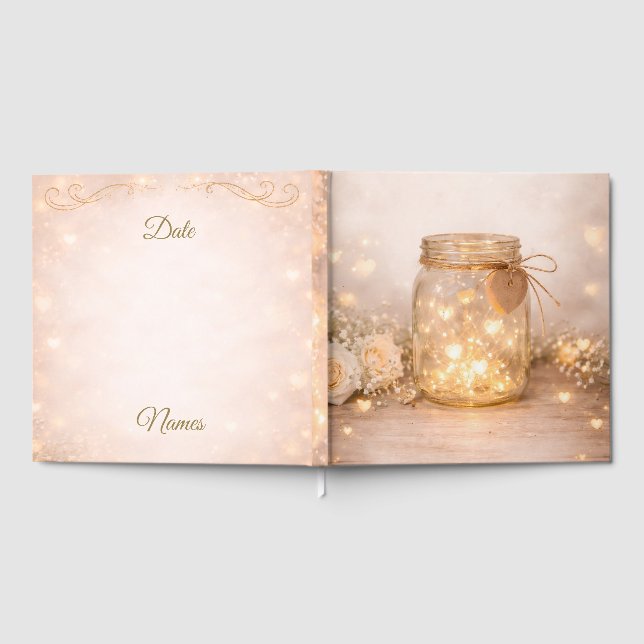 Livro De Visitas Fairy Light Rustic Wedding Guest Book (Completo)