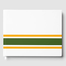 Livro De Visitas Faixas de Borda Amarelo Verde Florestal em Branco