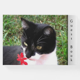Livro De Visitas Fantástico Gato Tuxedo em Texto Personalizado do J