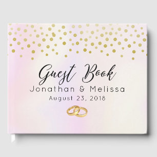 Livro De Visitas Faux Dourado Confetti no Casamento Purple Watercol