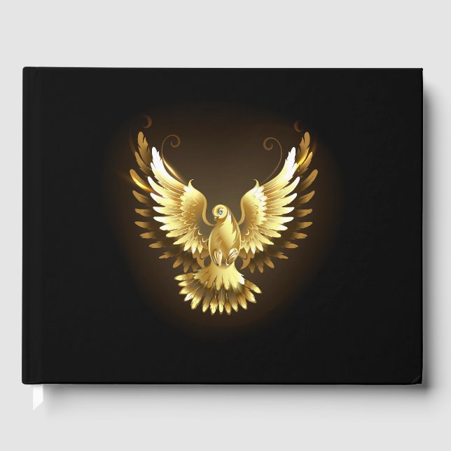 Livro De Visitas Faux Gold Foil Peace Dove em Preto (Frente)