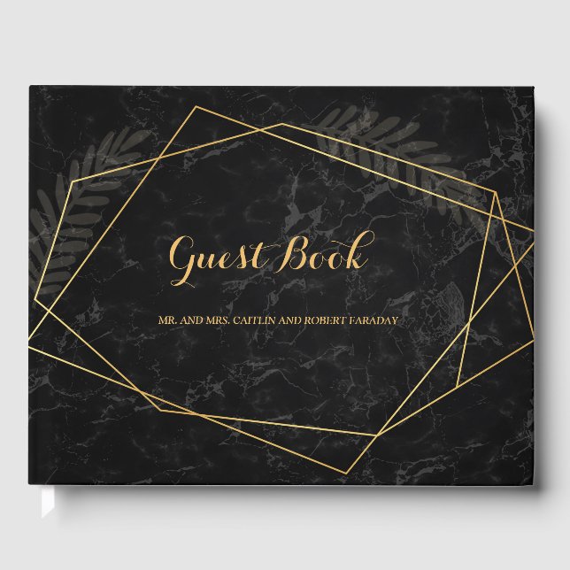 Livro De Visitas Faux Marble Geométrico (Frente)