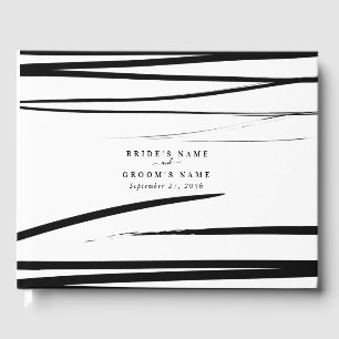 Livro De Visitas Favor de Casamento do Abstrato Branco Negro Modern