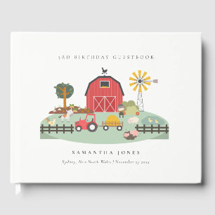 Livro De Visitas Fazenda Vermelho Bonito De Barnyard Animal Qualque