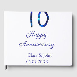Livro De Visitas Feliz 10º aniversário brilho azul adicionar nome d