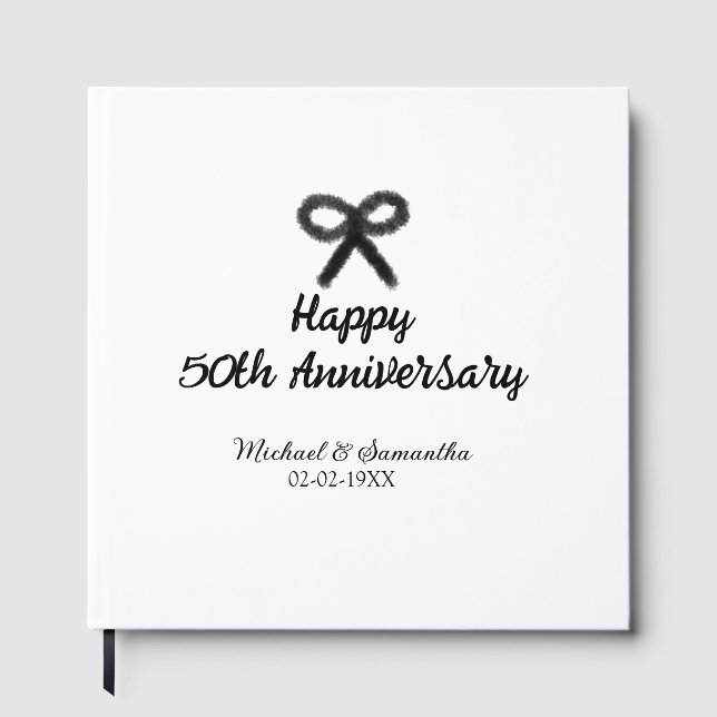 Livro De Visitas Feliz 50º aniversário adicionar nome do casal data (Frente)