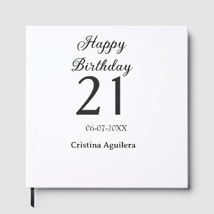 Livro De Visitas Feliz aniversário de 21 anos letra negrito simples