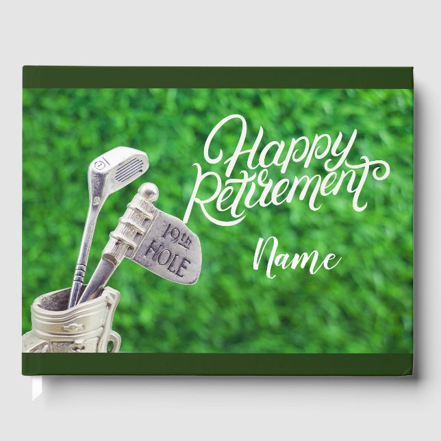 Livro De Visitas Feliz aposentadoria de golfe com bola de golfe (Frente)