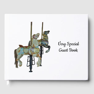 Livro De Visitas Feliz bonito Ir Redondo Carrossel Cavalos Convidad