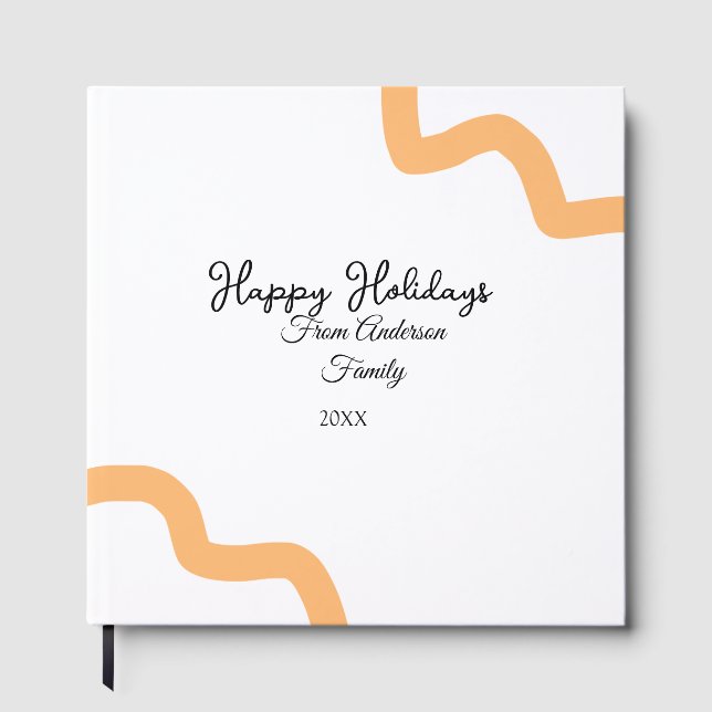 Livro De Visitas Feliz feriado nome laranja negro data ano espiral (Frente)