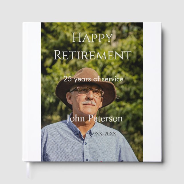 Livro De Visitas Feliz foto de aposentadoria nome ano anos de servi (Frente)