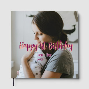Livro De Visitas Feliz primeiro aniversario, bebê mãe vermelha, lar