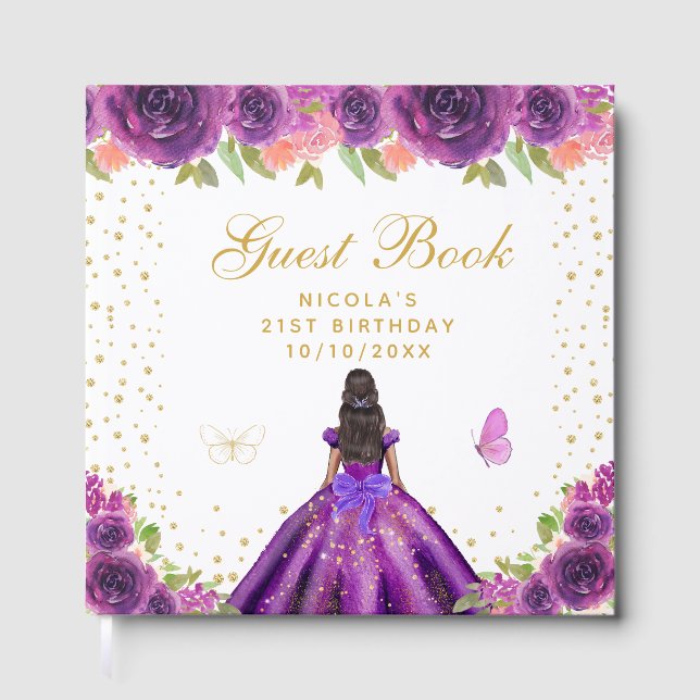 Livro De Visitas Festa de Aniversário da Princesa de Pele Morena co (Frente)