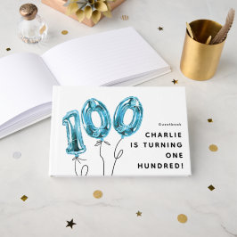 Livro De Visitas Festa de Aniversário de 100 anos Minimal Azul 100 
