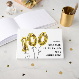 Livro De Visitas Festa de Aniversário de 100 Balões de Ouro Mínimo