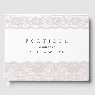 Livro De Visitas Festa de aniversário de 40 anos de rendas rosa ele