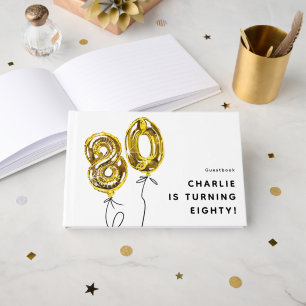 Livro De Visitas Festa de Aniversário de 80 Anos Balão 80 Dourado M