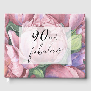 Livro De Visitas Festa de Aniversário de 90 anos com tema Floral Vi