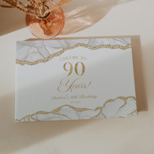 Livro De Visitas Festa de Aniversário de 90 Anos em Ágata com Ouro