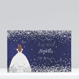 Livro De Visitas Festa de aniversário marinho com brilho azul