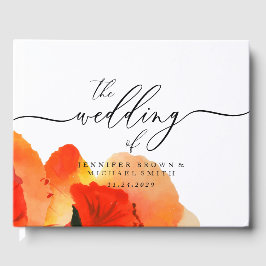 Livro De Visitas Festa de Casamento Aquarela com Papoula e Verdura