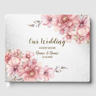 Livro De Visitas Festa de casamento Cor de Água Rosa Brilhante Flor