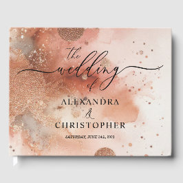 Livro De Visitas Festa de Casamento em Aquarela Tons Terrosos RoseG