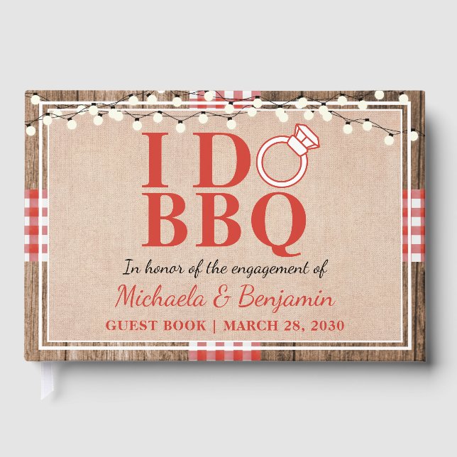 Livro De Visitas Festa de Engajamento Rustic I Do BBQ Chuveiro de C (Frente)
