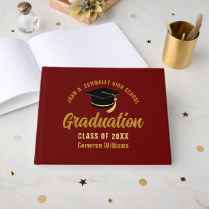Livro De Visitas Festa de formatura Dourada Maroon Personalizada 20