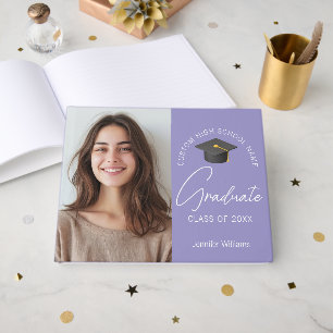 Livro De Visitas Festa de Formatura Lavanda Elegante com Foto Perso