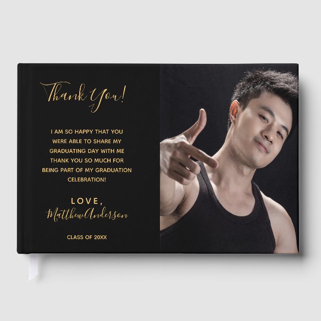 Livro De Visitas Festa de formatura obrigado preto (Frente)