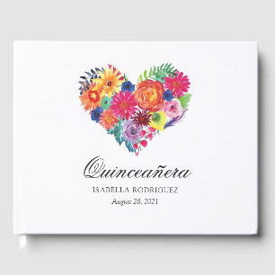 Livro De Visitas Festa de Quince Anos Floral em Aquarela