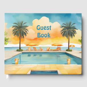 Livro De Visitas Festa de Verão de Piscina de Aquarela