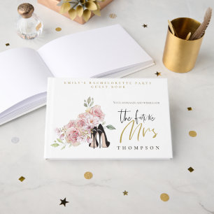 Livro De Visitas Festa Floral Hen Futura Sra. Nome Dourado Script P