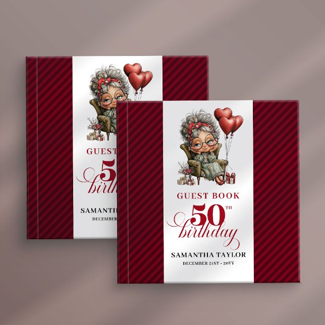Livro De Visitas Festive funny 50th woman event guest sign book (Festive funny 50th woman event guest sign book)